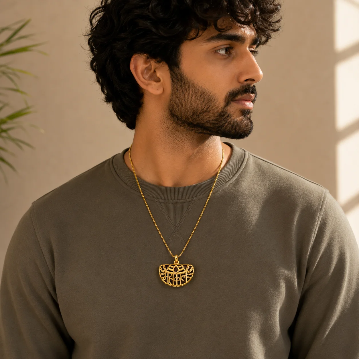 Mahakal Rudraksha 22K Gold Pendant – Lotus Frame – view 3