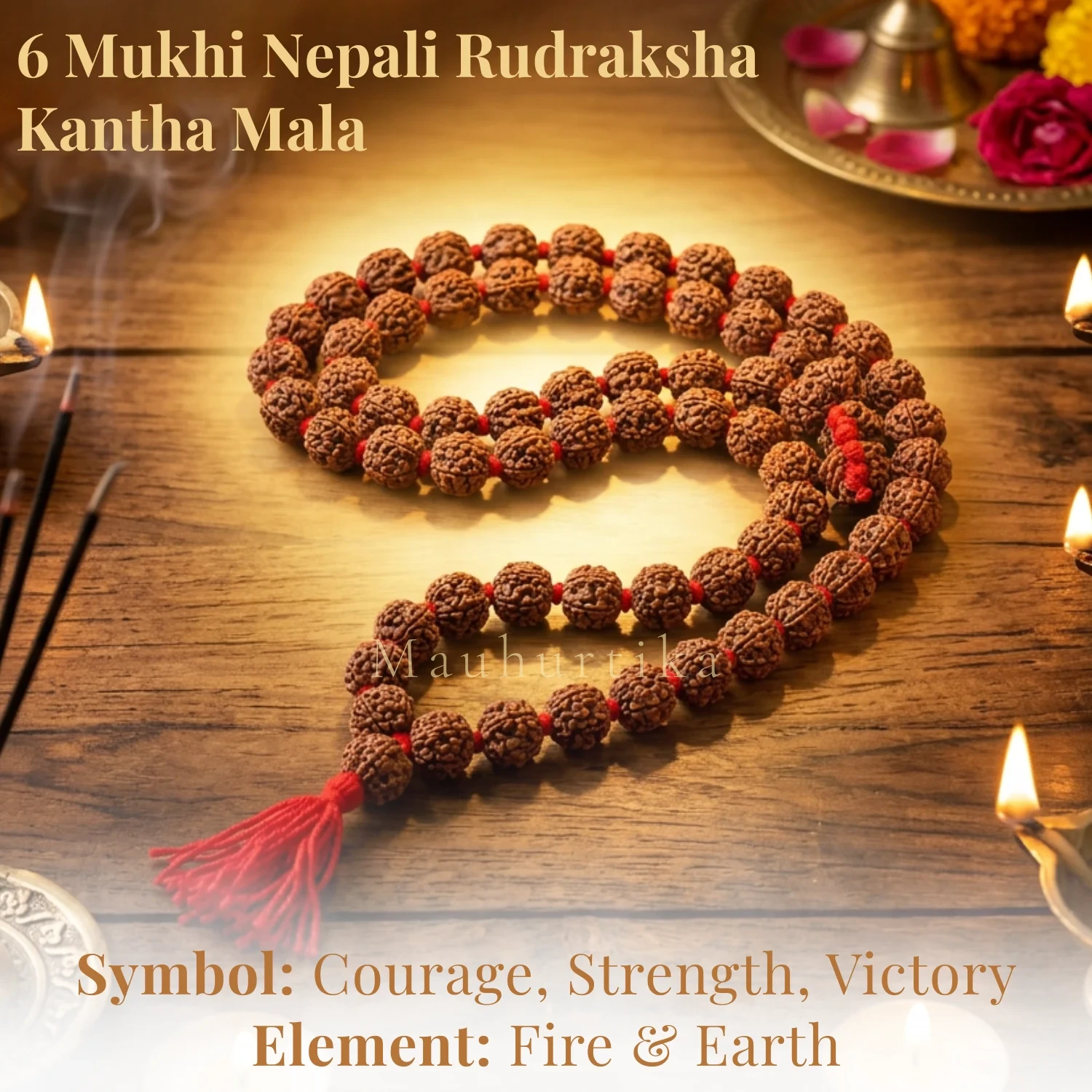 6 Mukhi Nepali Rudraksha Kantha Mala — Nepal photo 3