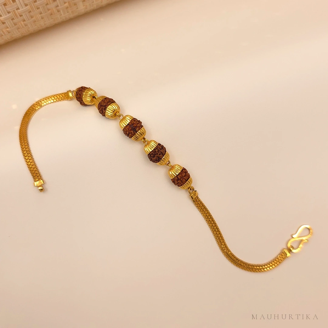 Vana 22K Gold Rudraksha Bracelet for Men – view 3