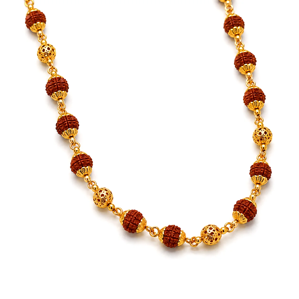 Jaali Filigree Rudraksha Gold Necklace