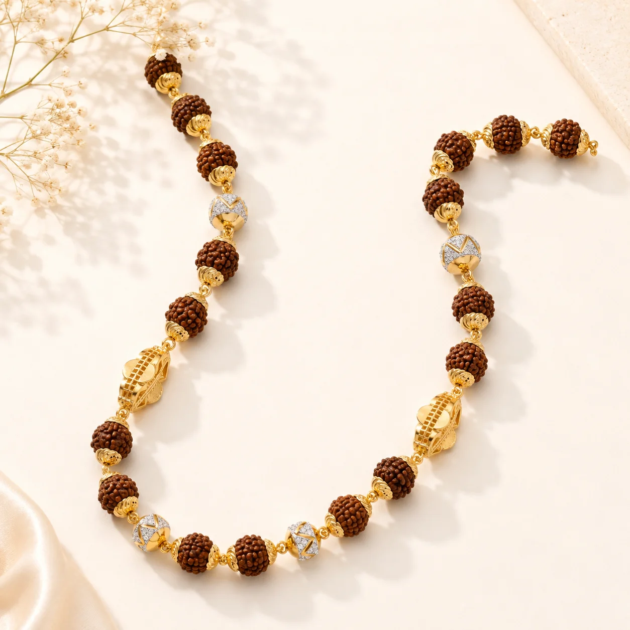 Hamsa Blessing 22K Gold Rudraksha Chain – view 3