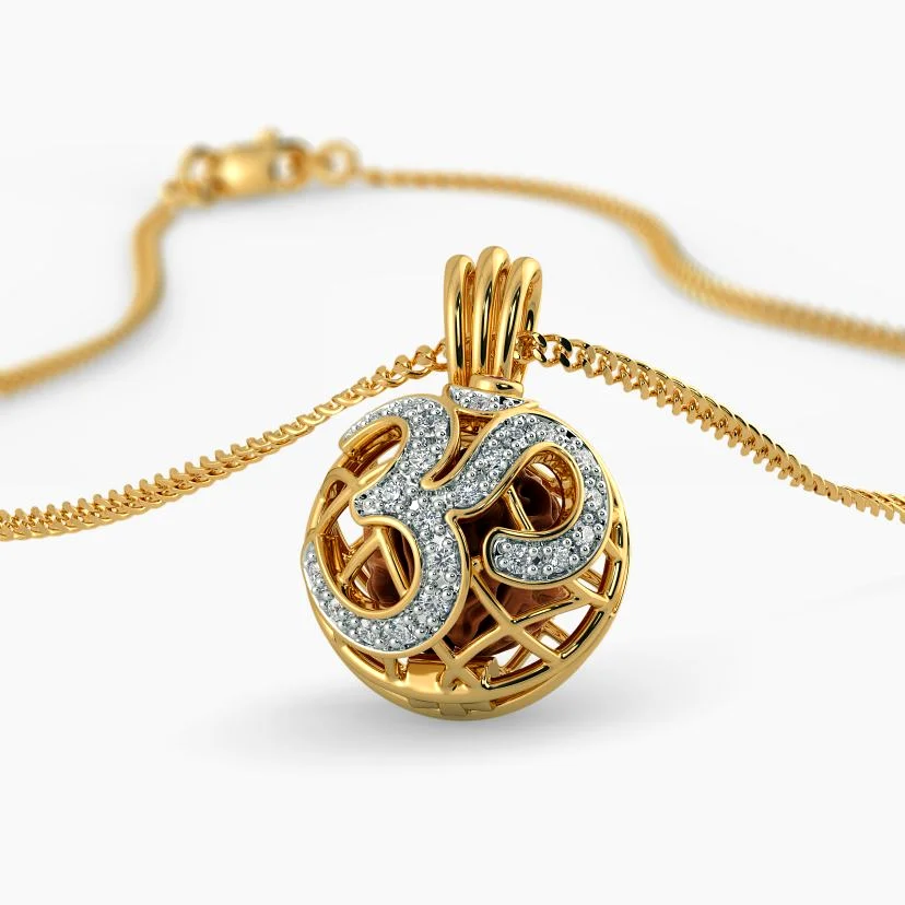 Rudraksha Bloom 18K Gold Pendant with Diamonds & Ruby