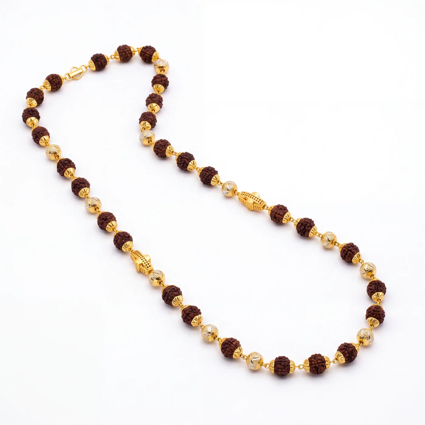 Hamsa Blessing 22K Gold Rudraksha Chain – view 2