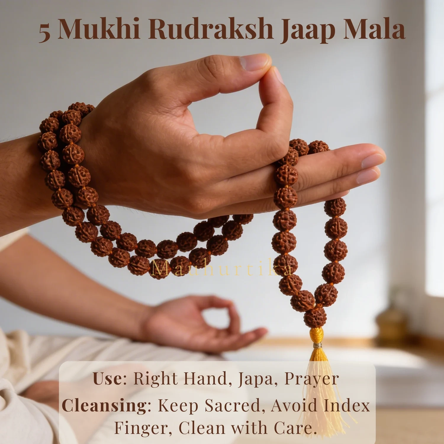 5 Mukhi Rudraksha Mala 108+1 Beads (Nepali) — Nepal photo 4
