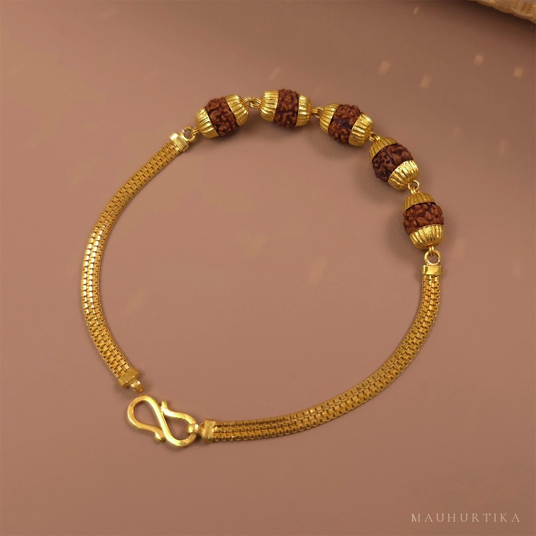 Vana 22K Gold Rudraksha Bracelet for Men – view 4