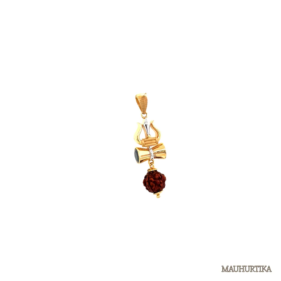 Mahadev Trishul Rudraksha 18K Gold Pendant – view 4