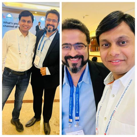 Ishan Mishra with Rajiv Dingra at a Financial Express event