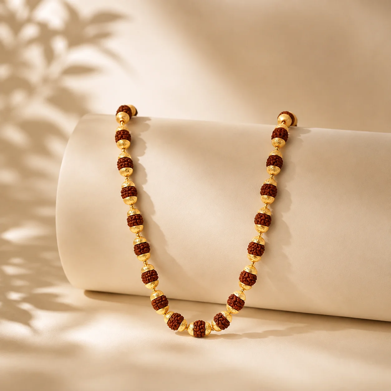 Sanatan Rudraksha Mala with Gold Spacers – view 2
