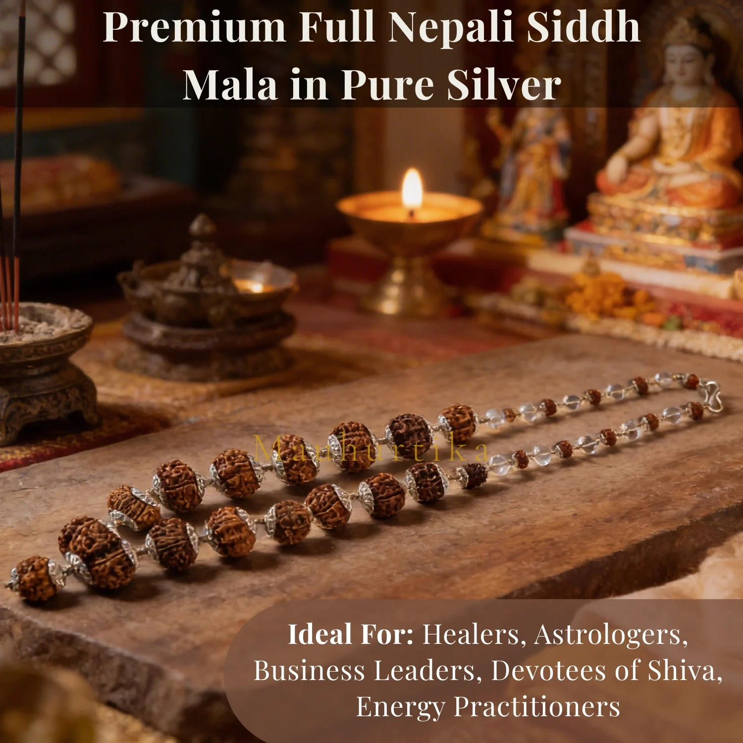 Premium Full Nepali Siddh Mala in Pure Silver for Spiritual Power & Protection — Nepal photo 3