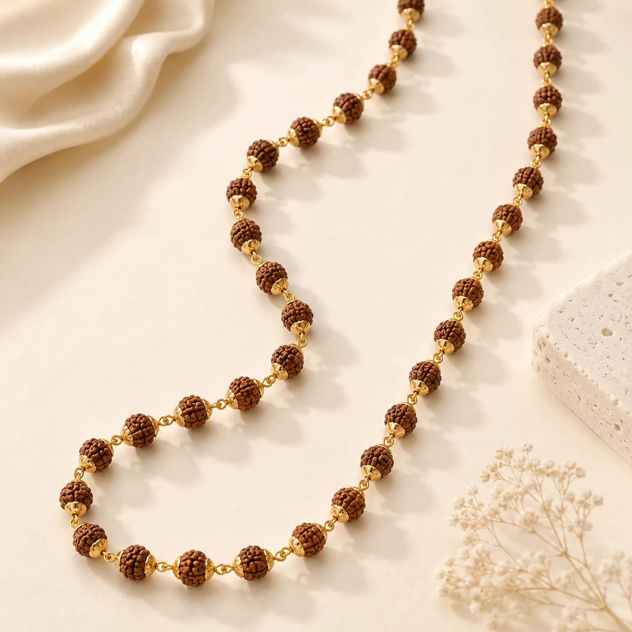 Rajwadi Heritage 22K Gold Rudraksha Mala – view 2