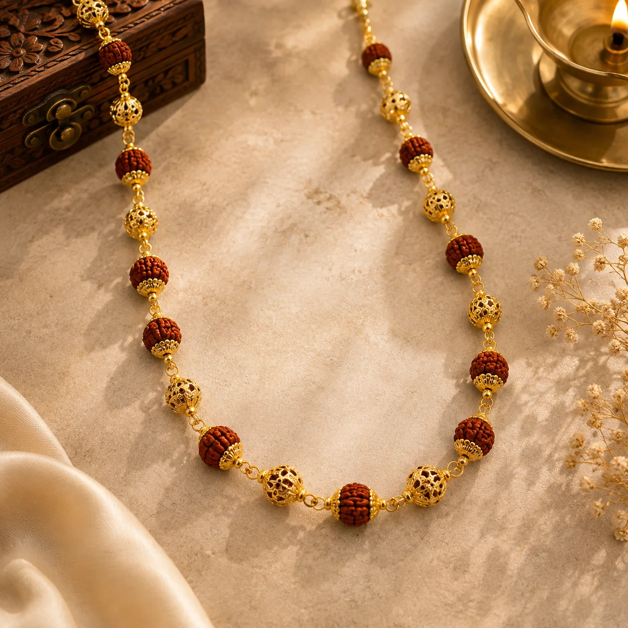 Jaali Filigree Rudraksha Gold Necklace – view 2
