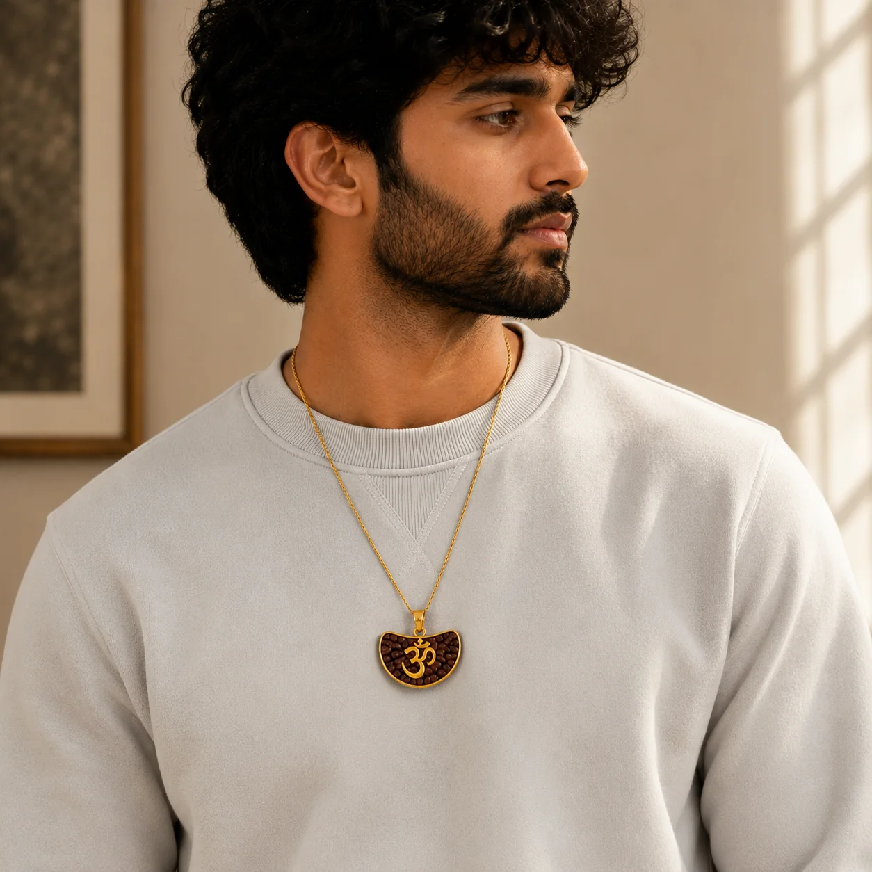 Om Namah Rudraksha 22K Gold Pendant – view 3