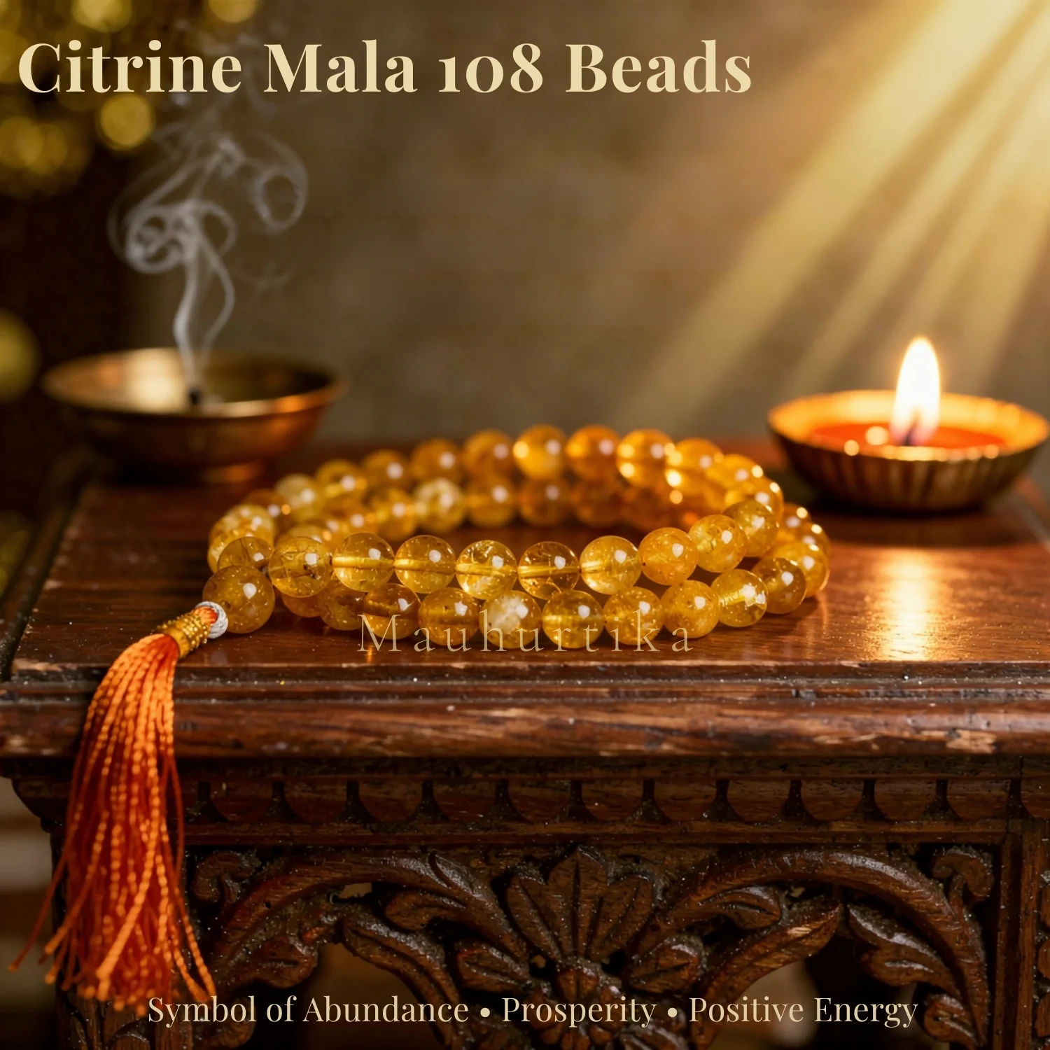Citrine Mala 108 Beads — Nepal photo 3
