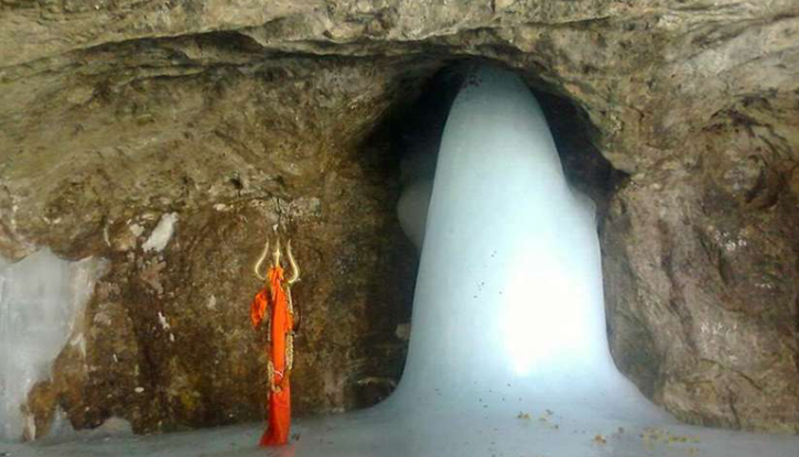 Amarnath Cave, Jammu & Kashmir — the naturally forming ice Shivling at 3,888 m