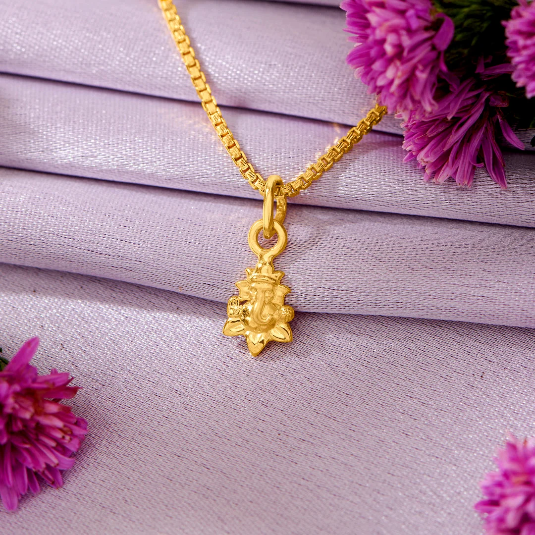 Petite Ganesha 22K Gold Pendant – Everyday Blessing