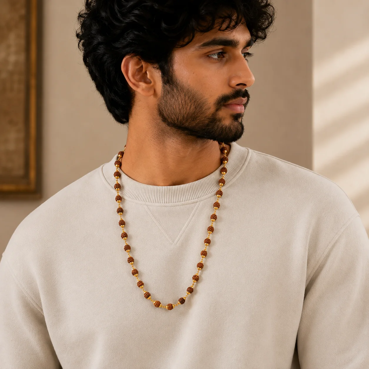 Rajwadi Heritage 22K Gold Rudraksha Mala – view 3