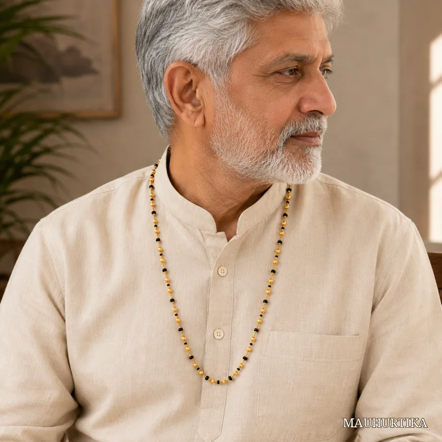 Raja Black Bead 22K Gold Chain – view 4