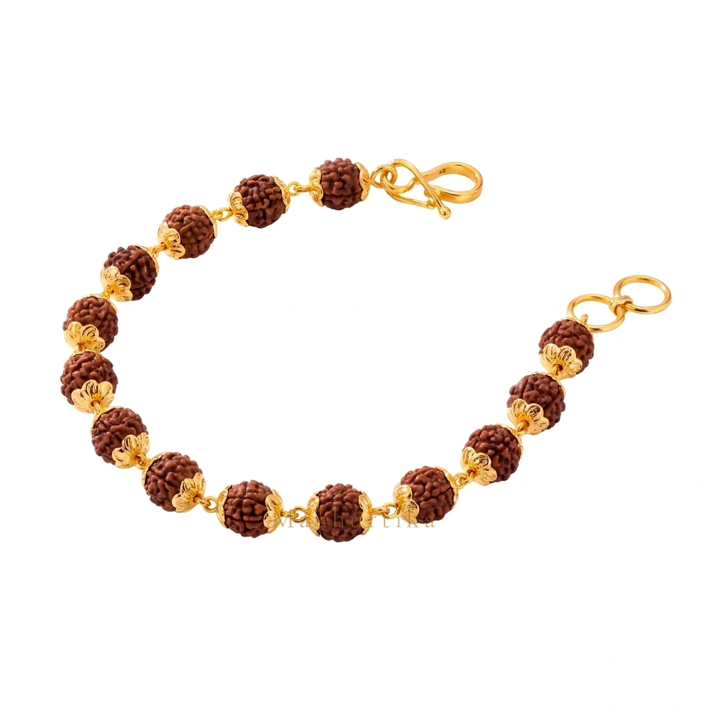 Pushp 22K Gold Rudraksha Bracelet – Floral Caps