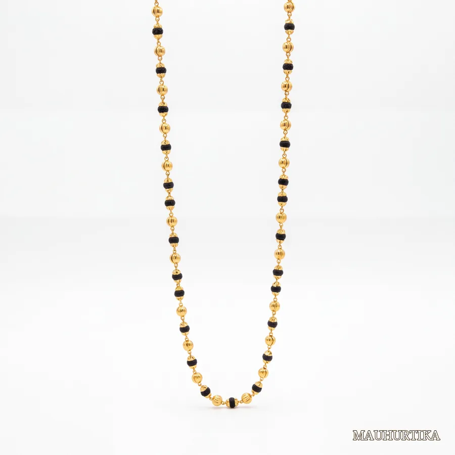 Raja Black Bead 22K Gold Chain – view 2