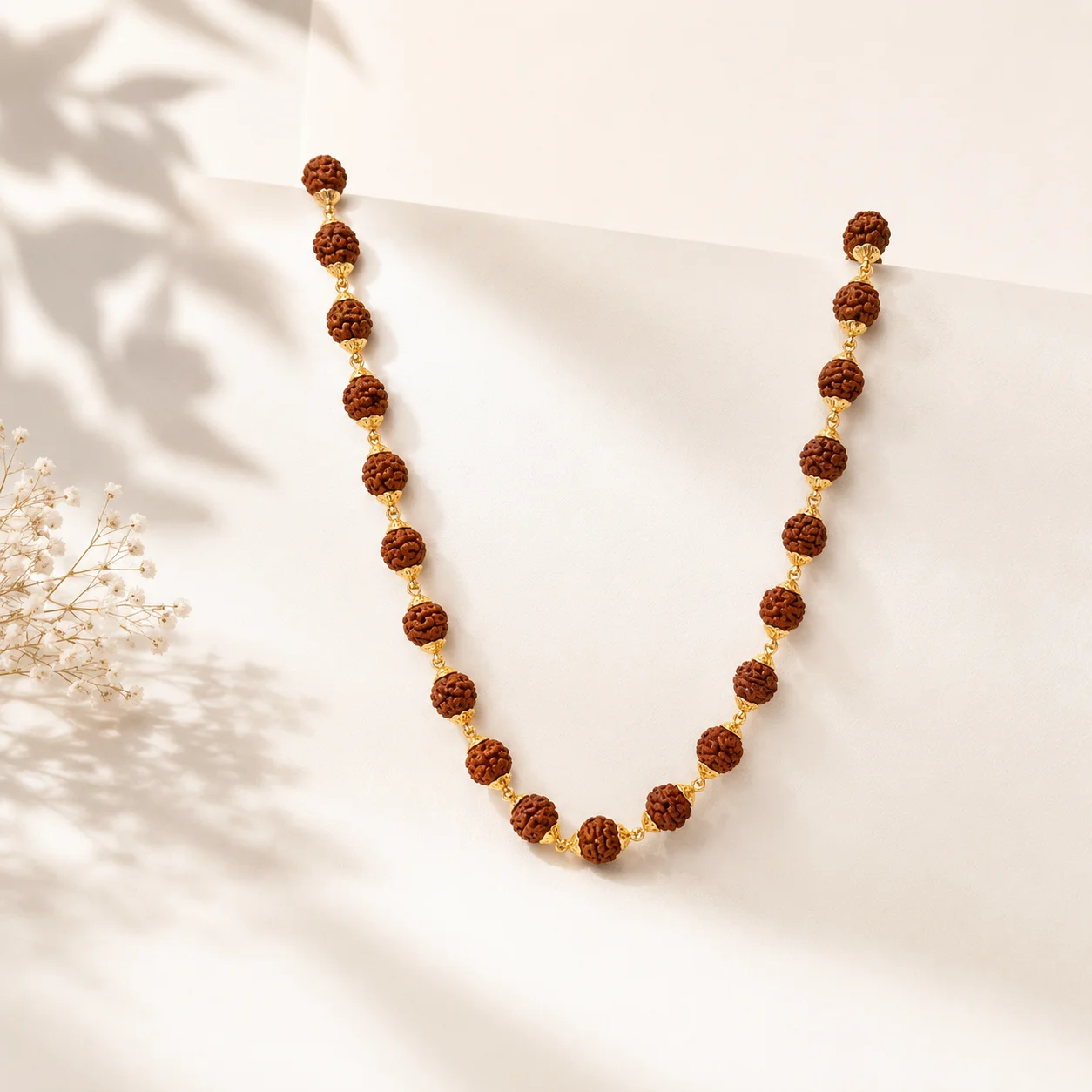 Slim 22K Gold Rudraksha Mala for Men – Daily Wear – view 2