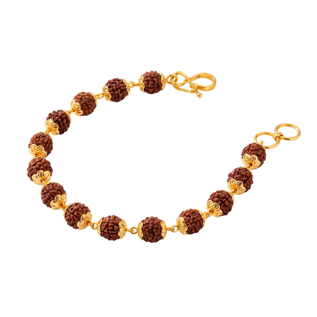 Pushp 22K Gold Rudraksha Bracelet – Floral Caps