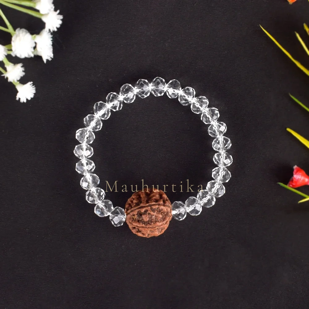 6 Mukhi Rudraksha Glass Crystal Bracelet