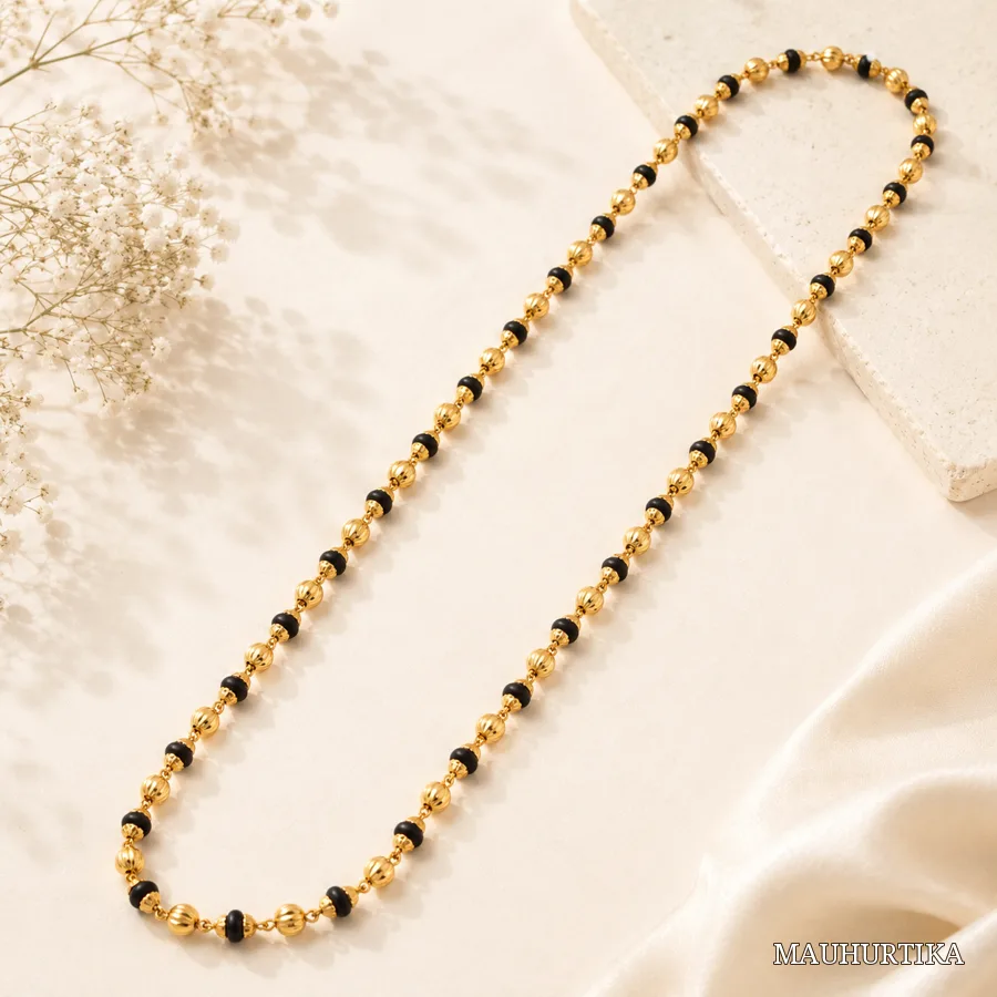 Raja Black Bead 22K Gold Chain – view 3