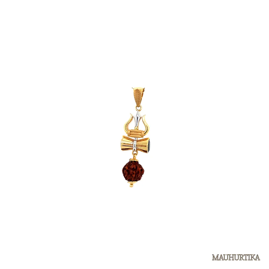 Mahadev Trishul Rudraksha 18K Gold Pendant – view 3
