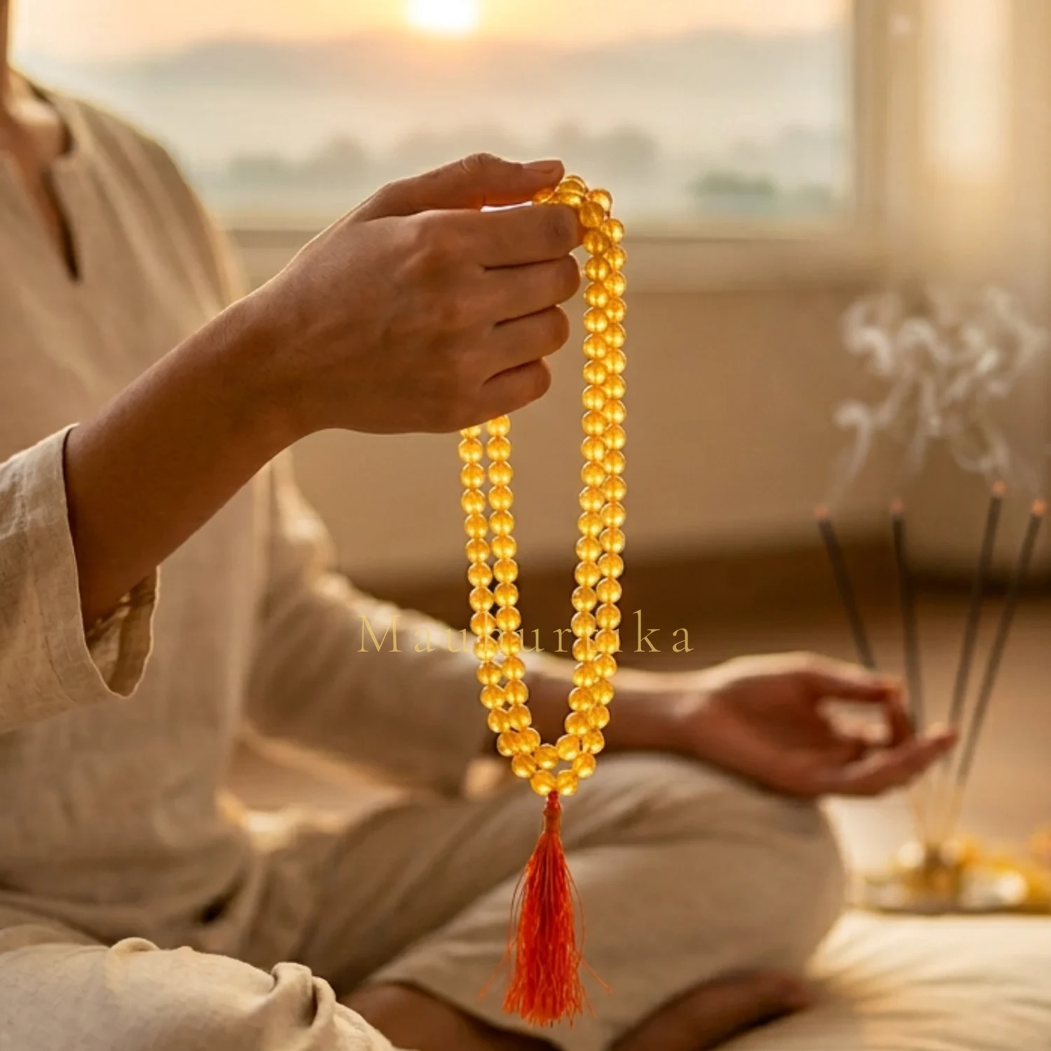 Citrine Mala 108 Beads — Nepal photo 2