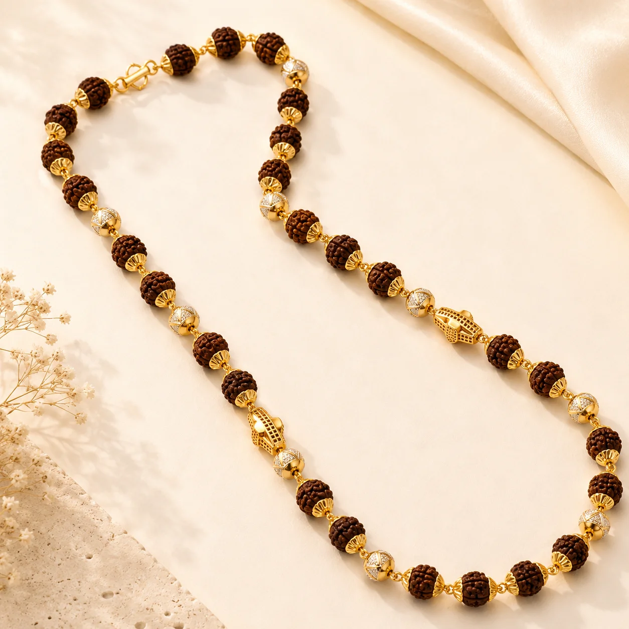 Hamsa Blessing 22K Gold Rudraksha Chain – view 4