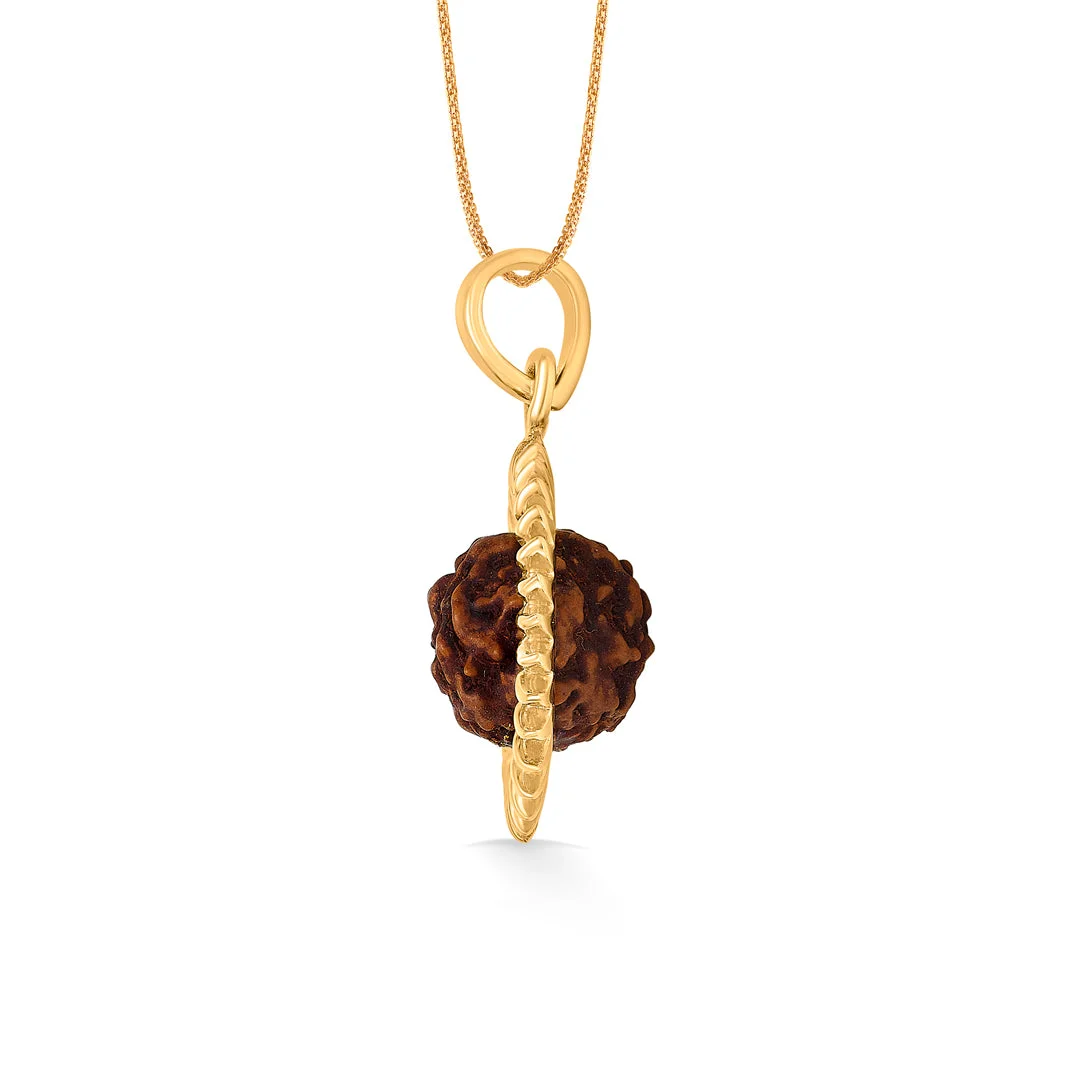 Panchmukhi Rudraksha 22K Gold Pendant – Shiva Heritage Cap – view 3