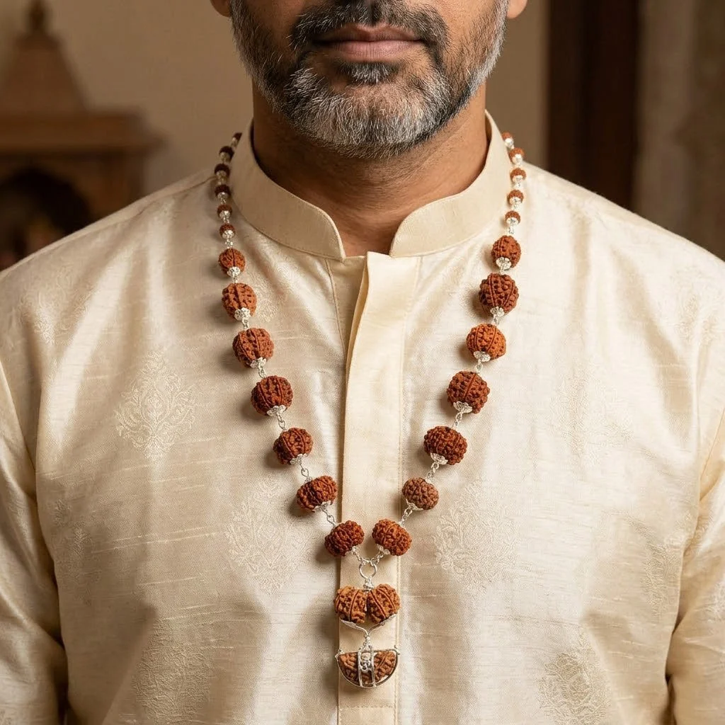 Siddha Mala with 1 Mukhi Half Moon Rudraksha — Collector Rudraksha, Nepal — view 2