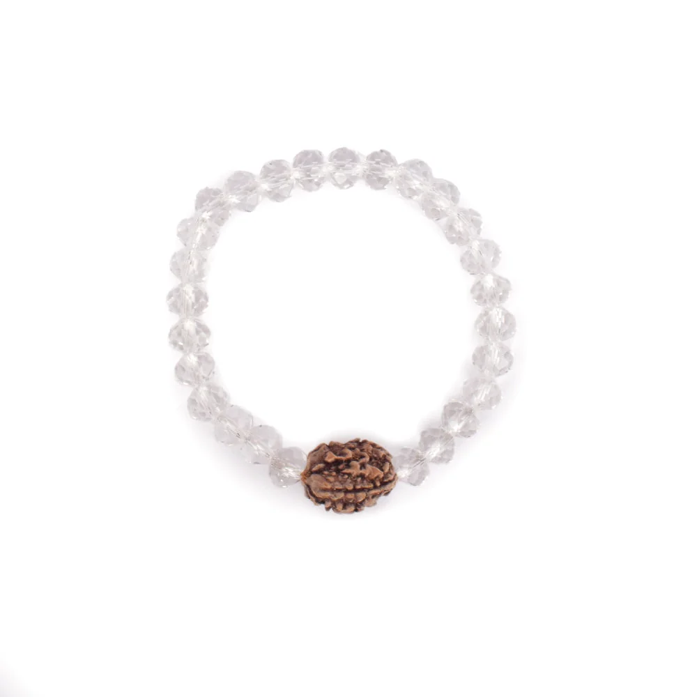 3 Mukhi Rudraksha Glass Crystal Bracelet — view 4