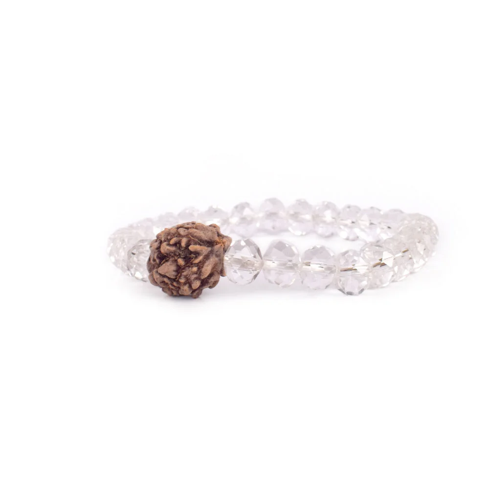 3 Mukhi Rudraksha Glass Crystal Bracelet — view 5