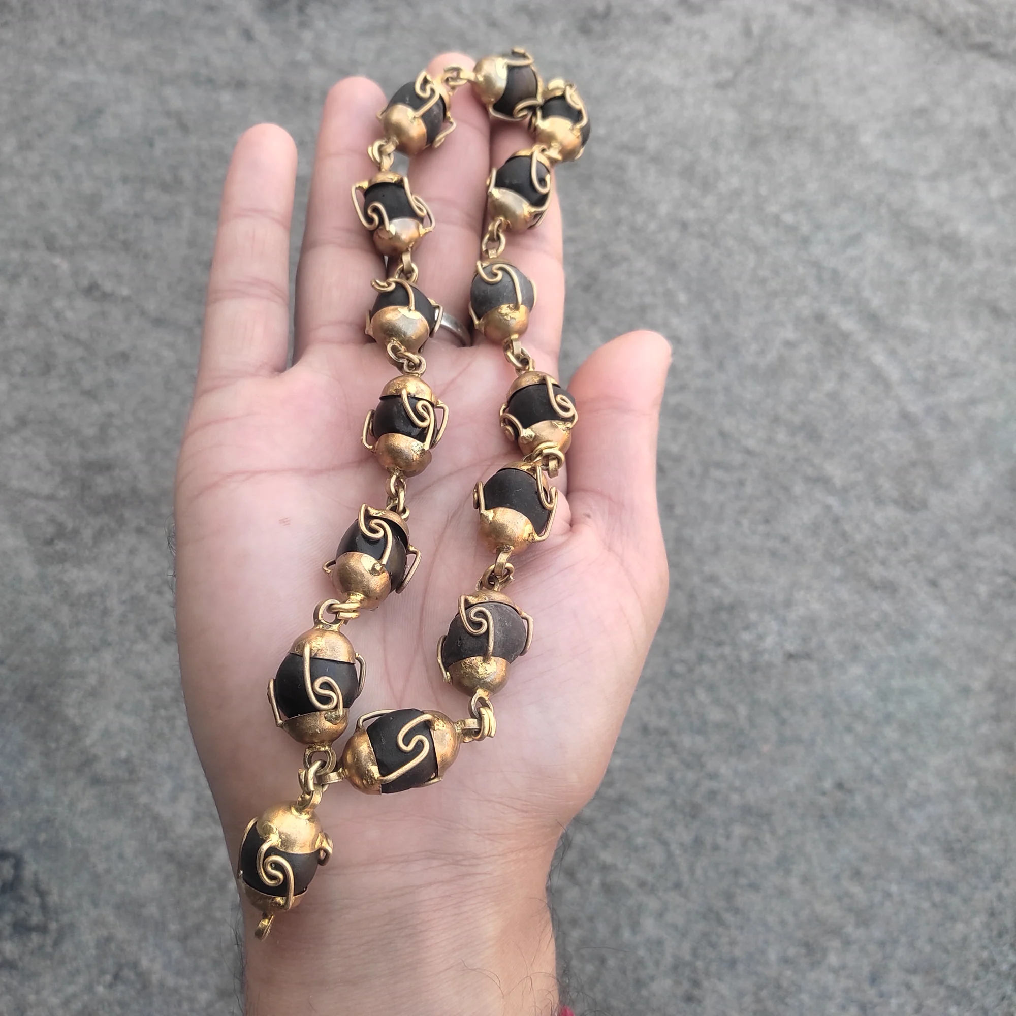 Narayan Shaligram Mala in Panchloha — 9 Inch