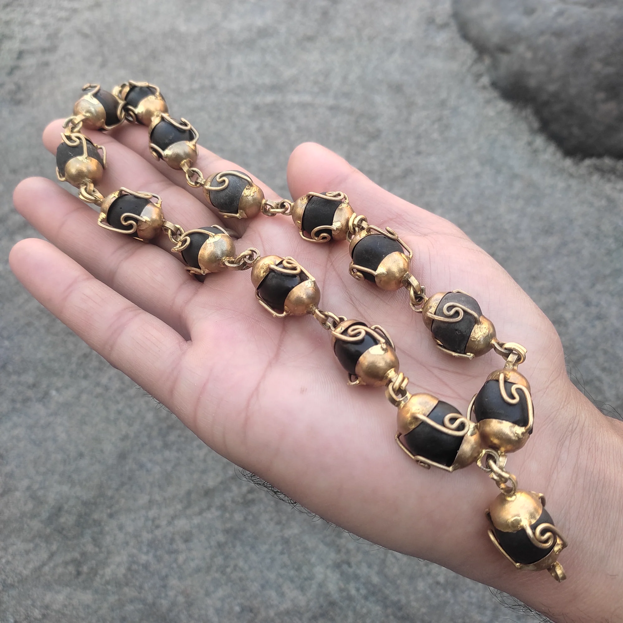 Narayan Shaligram Mala in Panchloha — 9 Inch — view 4