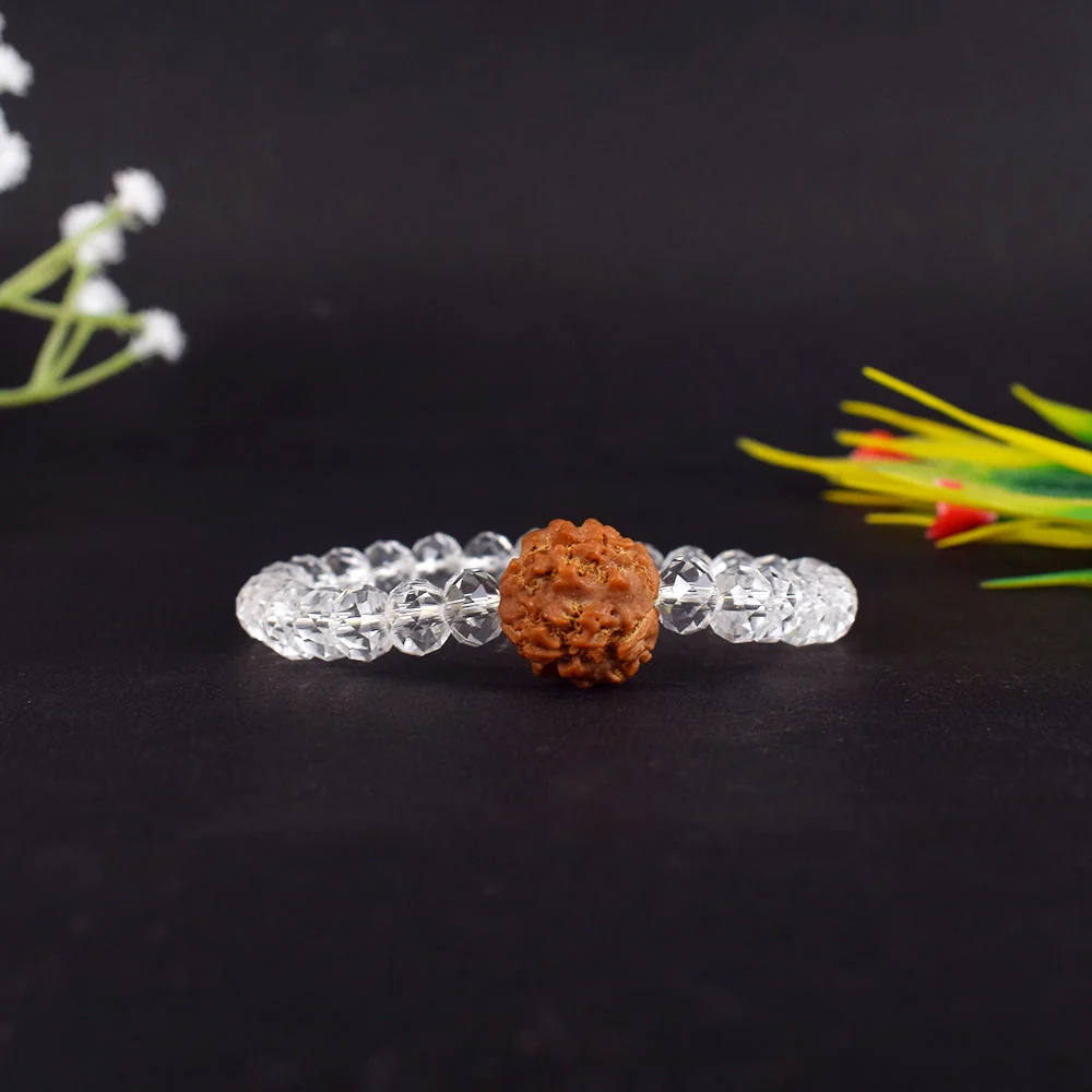 4 Mukhi Rudraksha Glass Crystal Bracelet — view 2