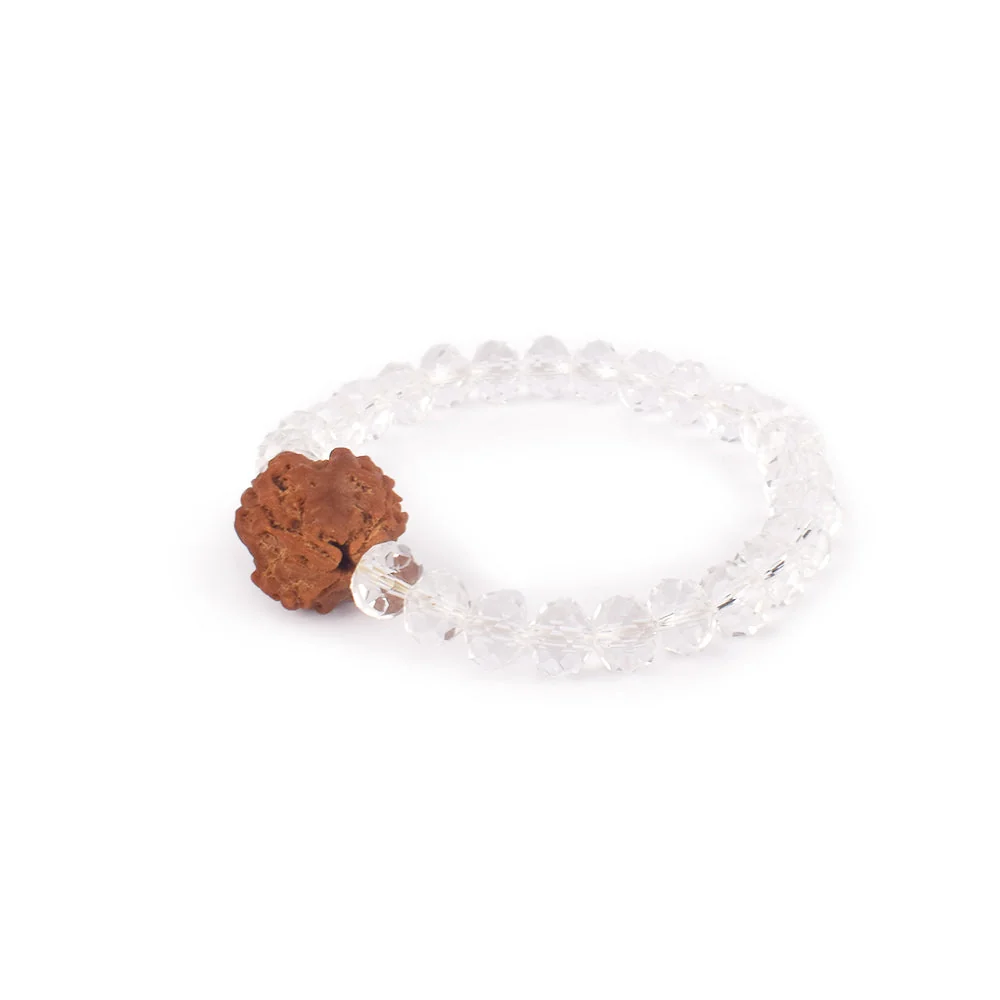 4 Mukhi Rudraksha Glass Crystal Bracelet — view 5