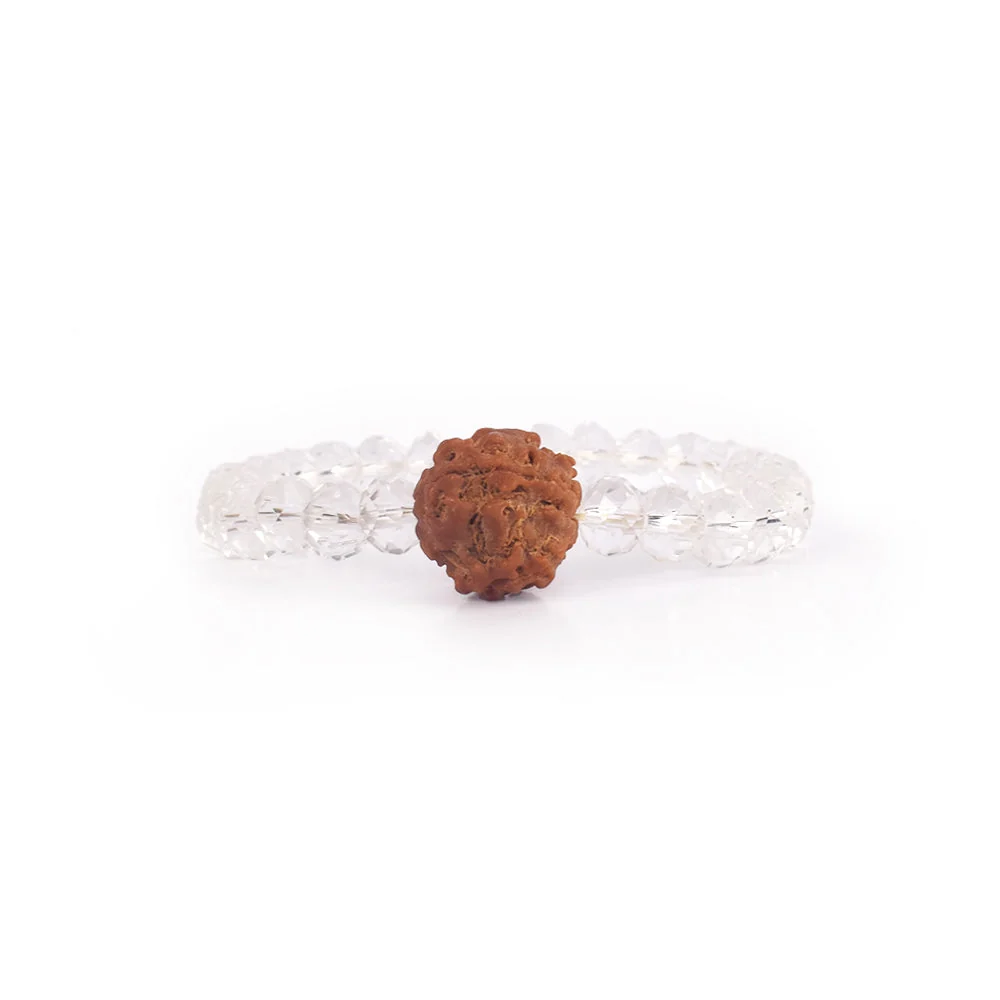 4 Mukhi Rudraksha Glass Crystal Bracelet — view 4