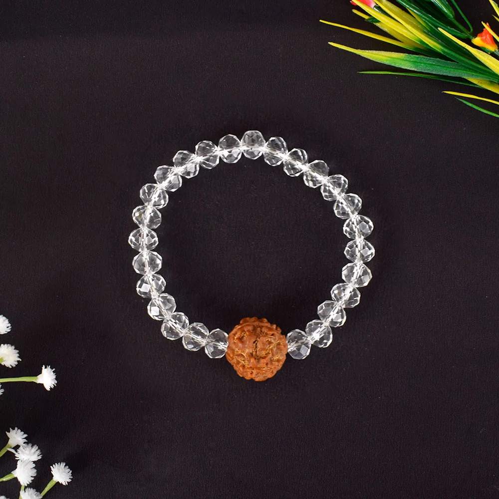 4 Mukhi Rudraksha Glass Crystal Bracelet