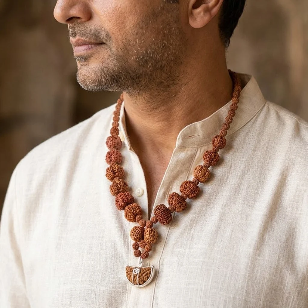 Siddha Mala with 1 Mukhi Half Moon Rudraksha — Collector Grade Nepal (Thread) — view 2