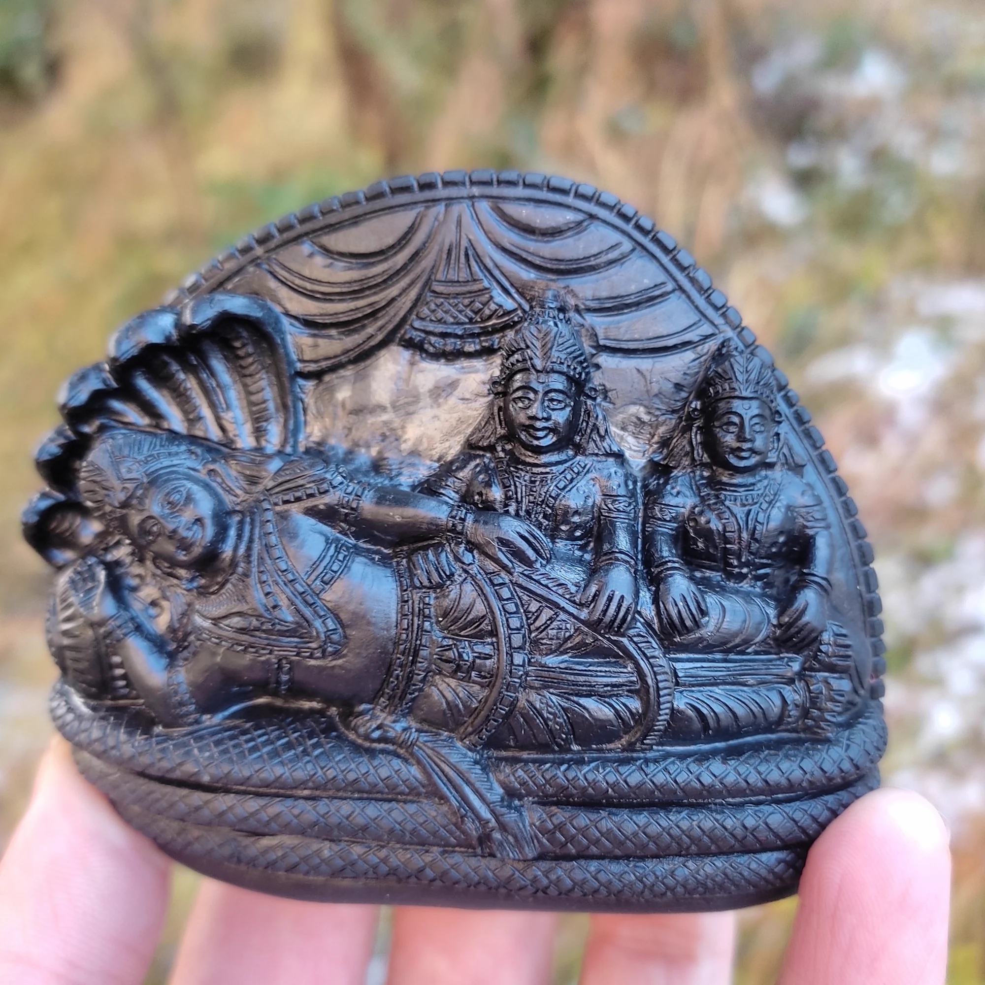 Lakshmi Narayan with Bhudevi Shaligram Murti — view 2
