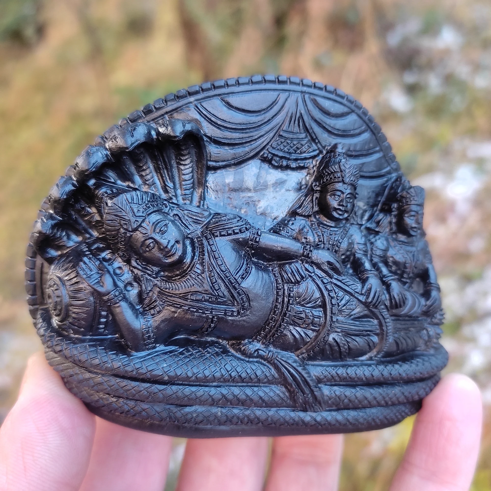 Lakshmi Narayan with Bhudevi Shaligram Murti — view 3