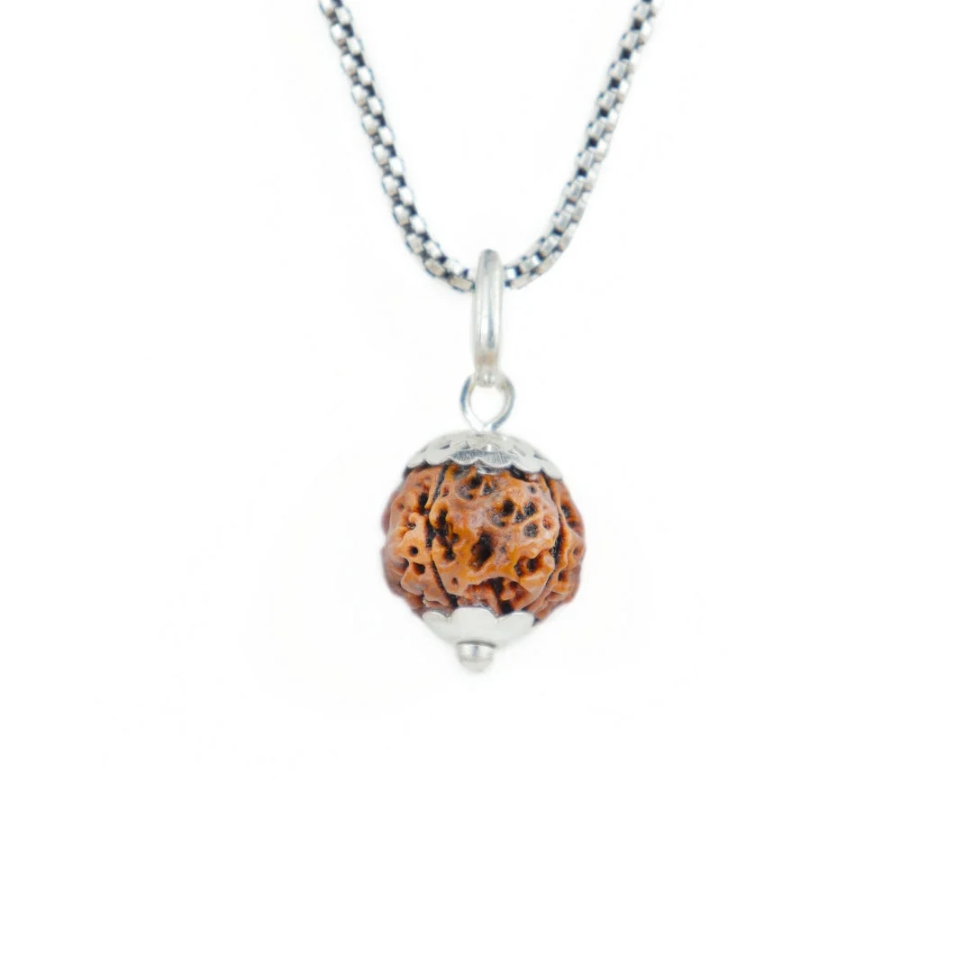 4 Mukhi Rudraksha Silver Capping Pendant ( Nepali )