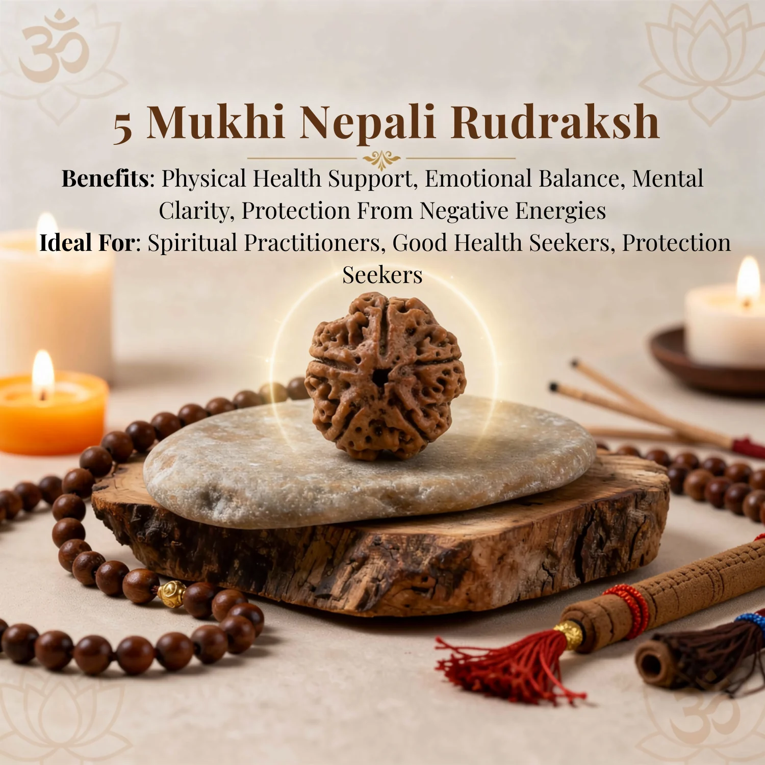 5 Mukhi Nepali Rudraksha Bead for Peace, Wisdom & Spiritual Growth