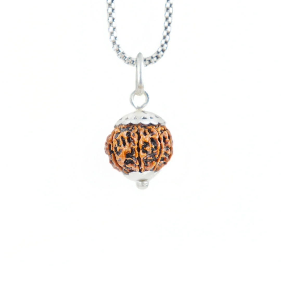 8 Mukhi Rudraksha Silver Capping Pendant ( Nepali )