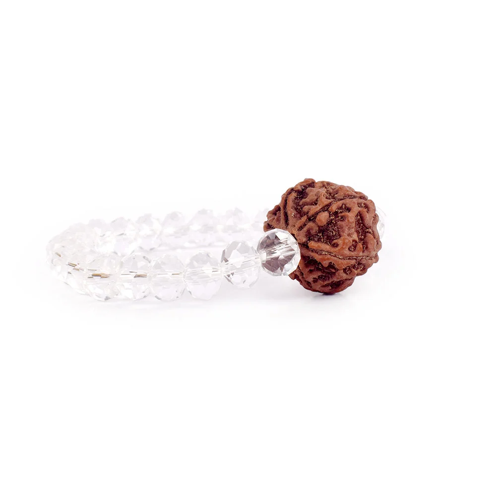6 Mukhi Rudraksha Glass Crystal Bracelet — view 5