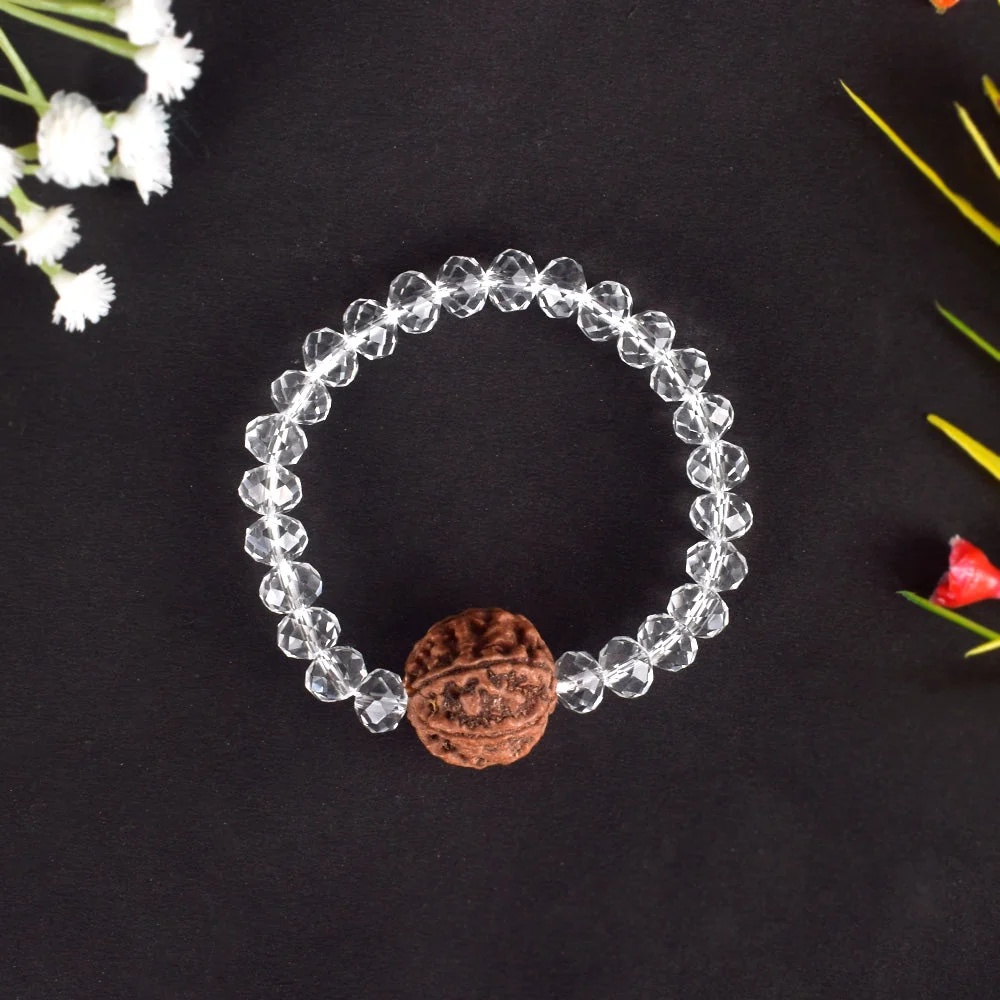 6 Mukhi Rudraksha Glass Crystal Bracelet