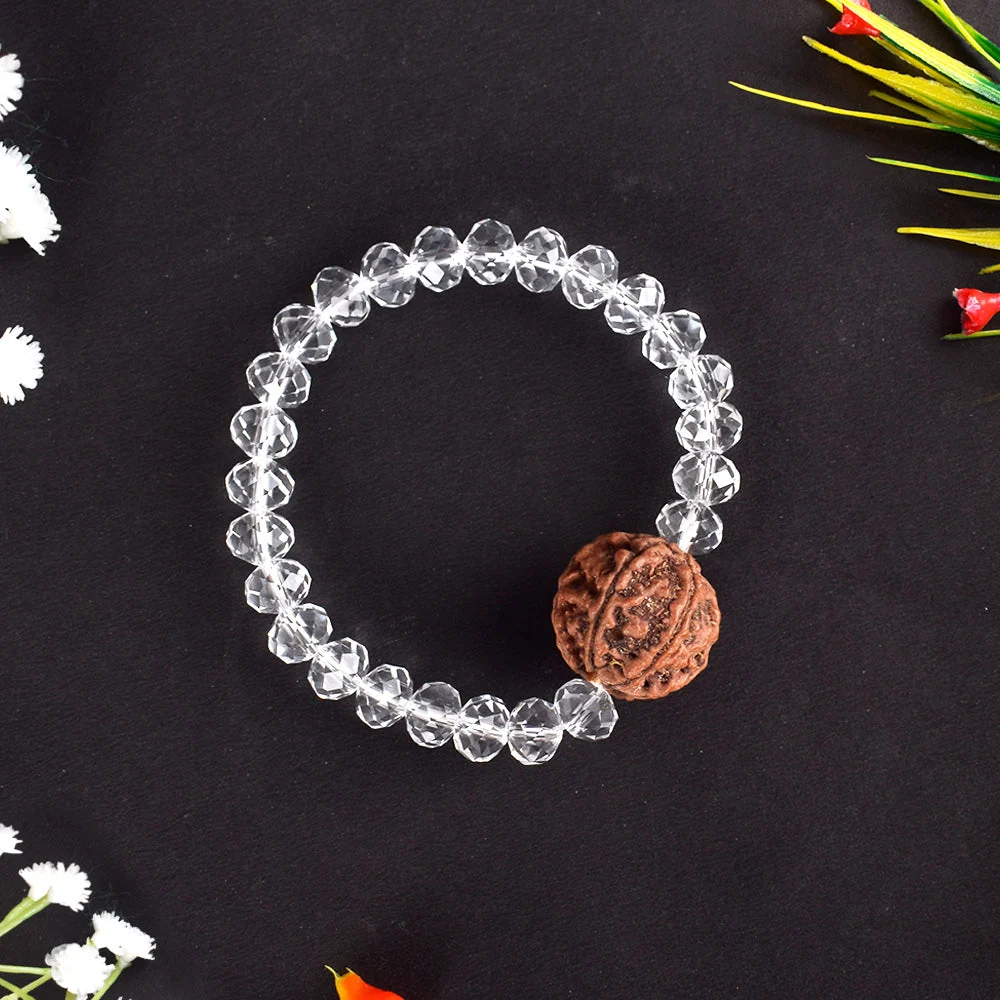 6 Mukhi Rudraksha Glass Crystal Bracelet — view 2