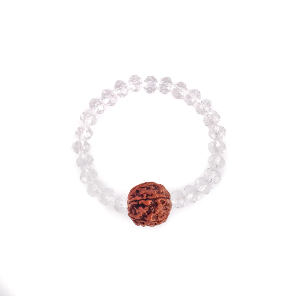 6 Mukhi Rudraksha Glass Crystal Bracelet — view 4